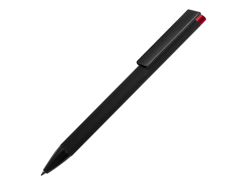 Ручка металлическая шариковая Taper Metal soft-touch черный красный - фото 2