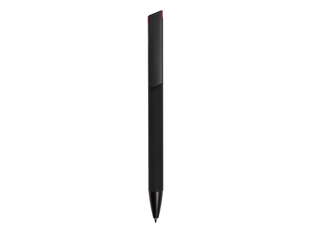 Ручка металлическая шариковая Taper Metal soft-touch черный красный - фото 3