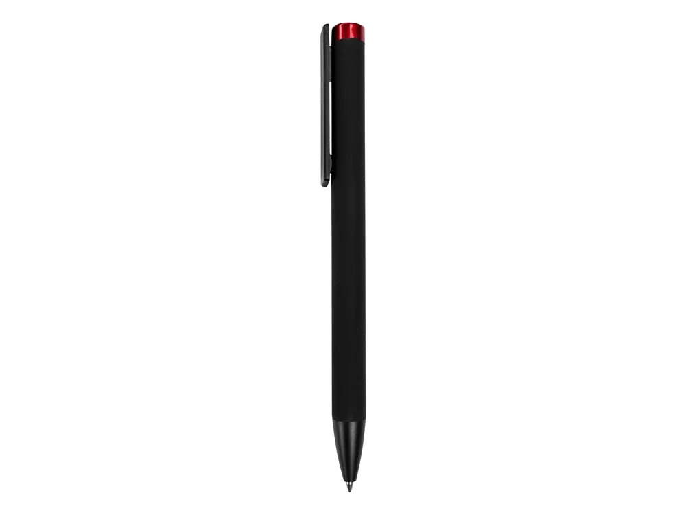 Ручка металлическая шариковая Taper Metal soft-touch черный красный - фото 4