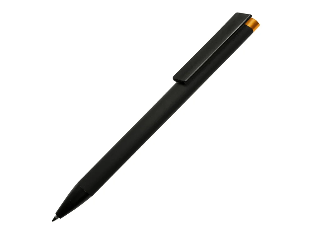 Ручка металлическая шариковая Taper Metal soft-touch черный оранжевый - фото 2