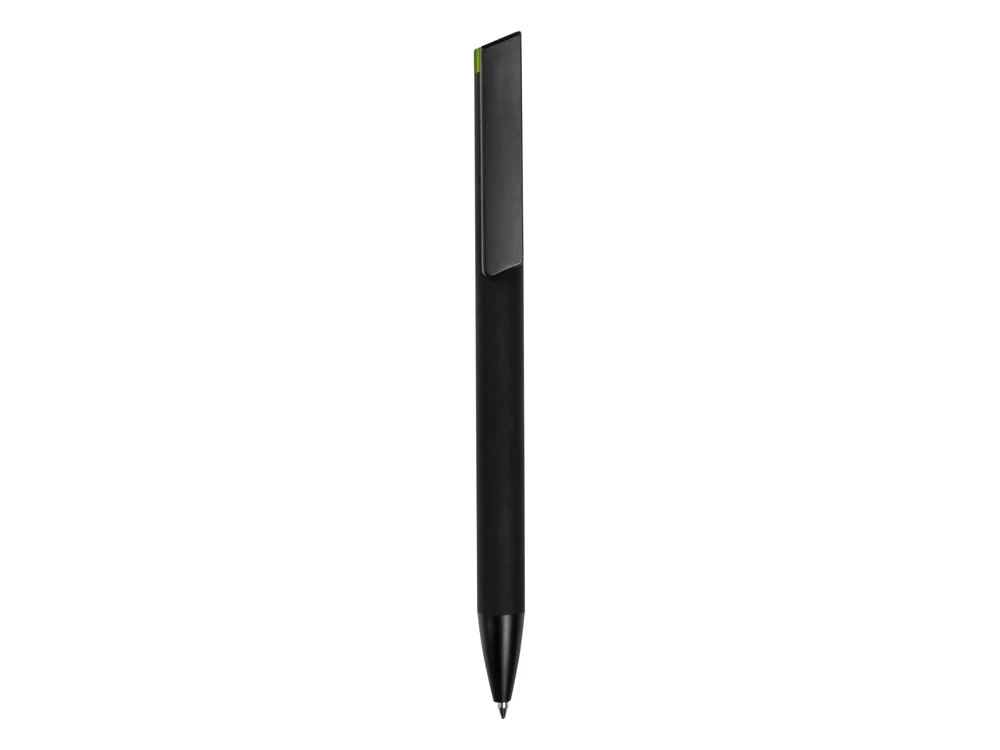 Ручка металлическая шариковая Taper Metal soft-touch черный зеленое яблоко - фото 3