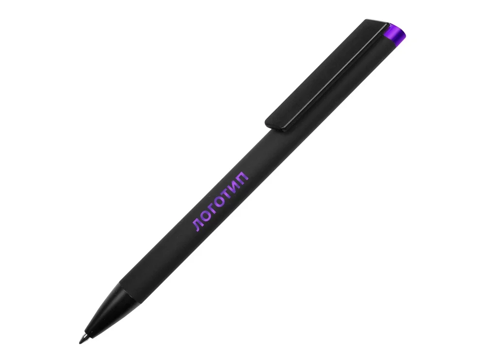 Ручка металлическая шариковая Taper Metal soft-touch черный фиолетовый - фото 1