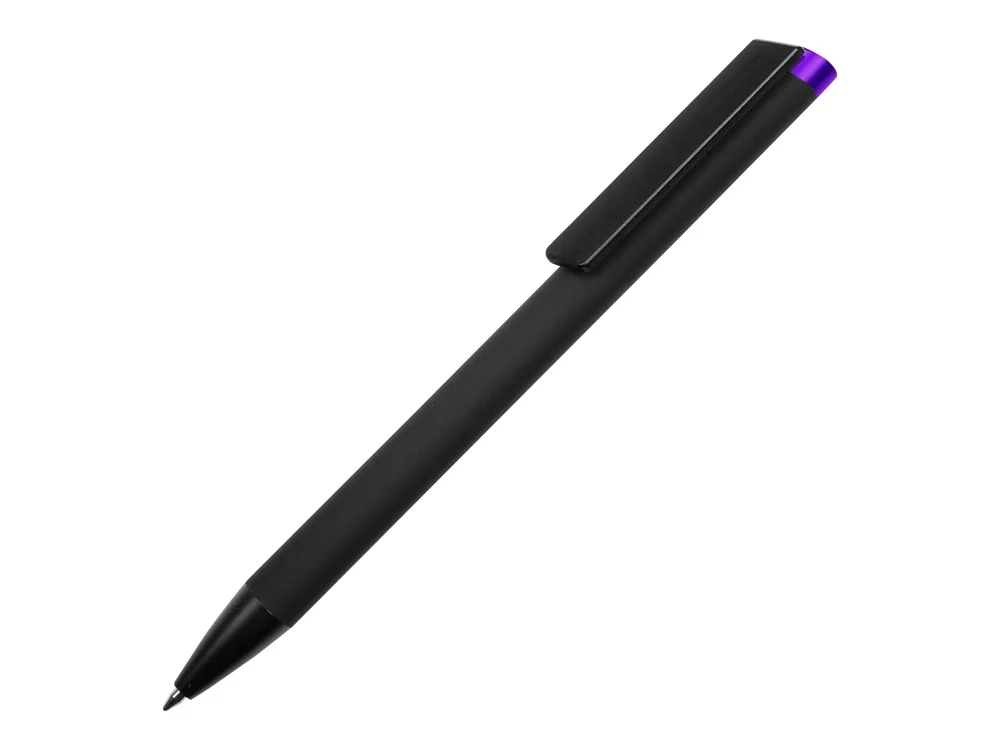 Ручка металлическая шариковая Taper Metal soft-touch черный фиолетовый - фото 2