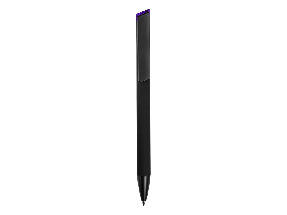 Ручка металлическая шариковая Taper Metal soft-touch черный фиолетовый - фото 3