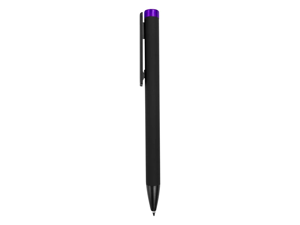 Ручка металлическая шариковая Taper Metal soft-touch черный фиолетовый - фото 4