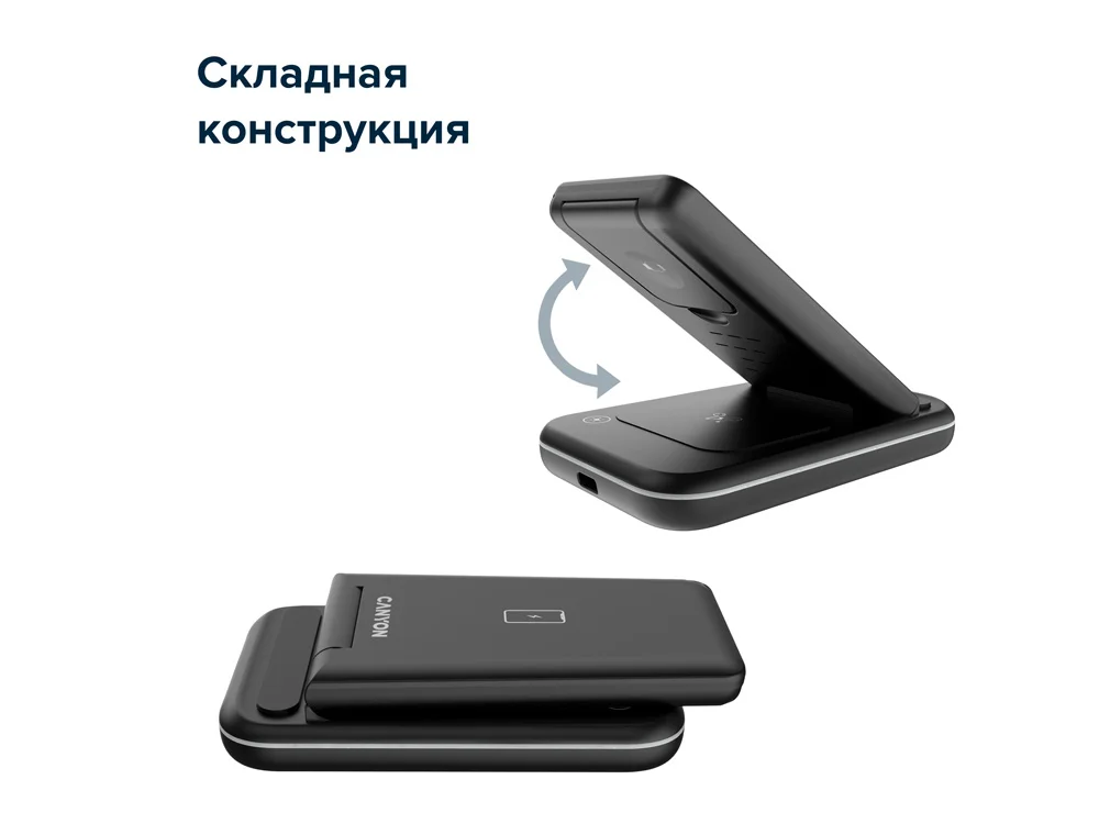 Беспроводное зарядное устройство 3-в-1 WS-304 15 Вт черный - фото 8