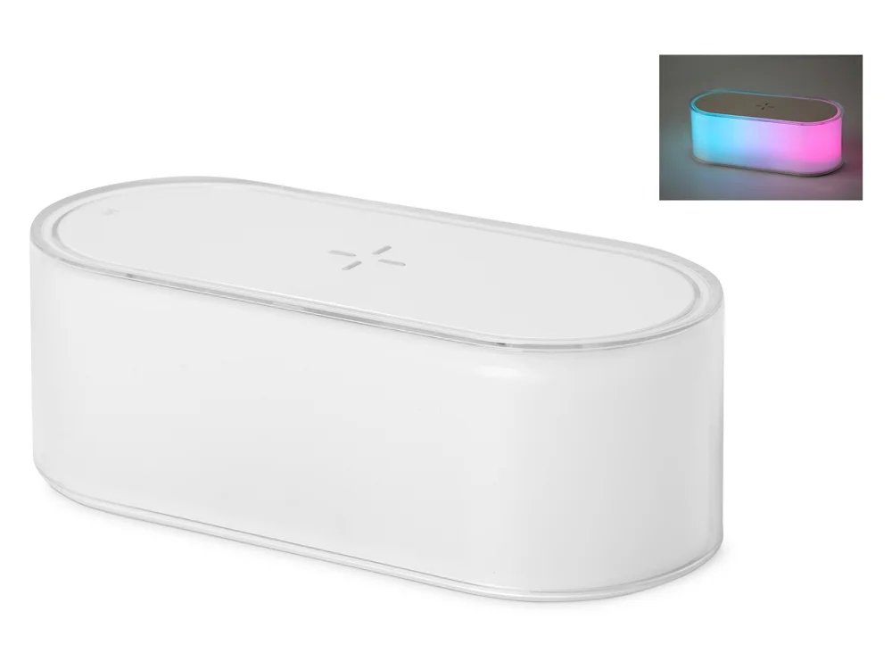 Ночник с беспроводной зарядкой и RGB подсветкой Miracle 15 Вт белый - фото 1