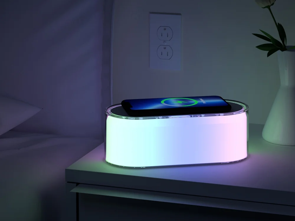 Ночник с беспроводной зарядкой и RGB подсветкой Miracle 15 Вт белый - фото 7