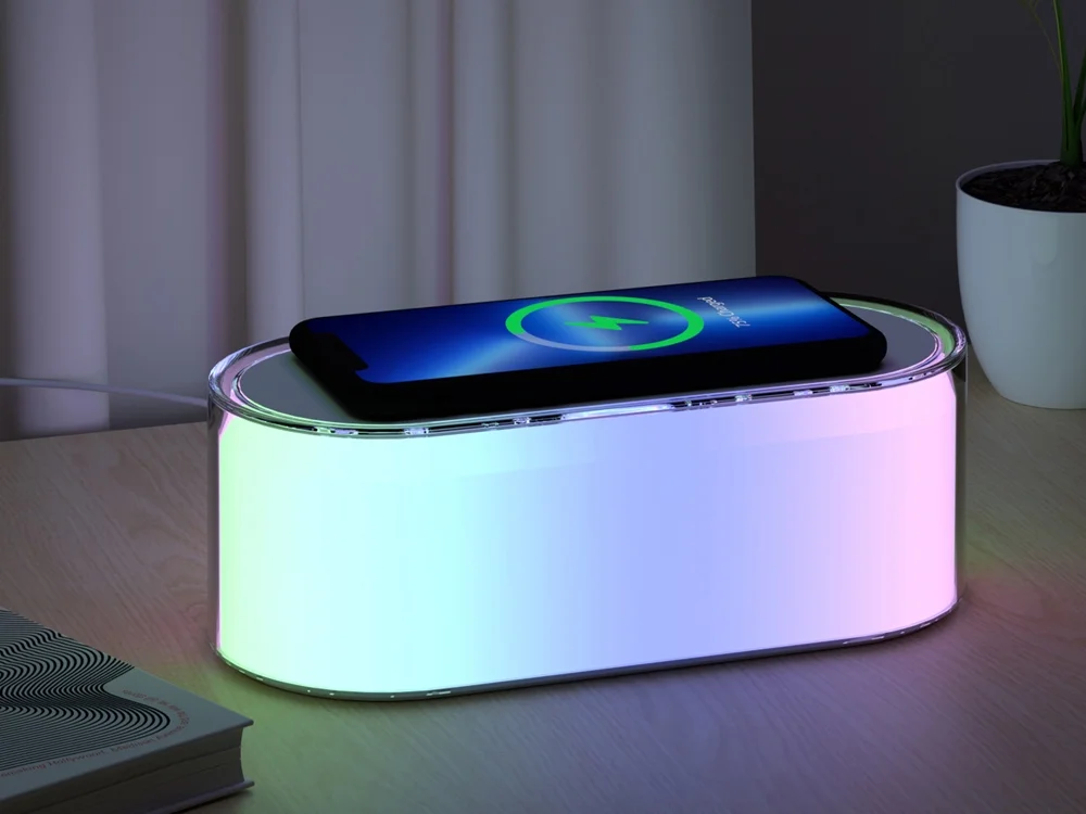 Ночник с беспроводной зарядкой и RGB подсветкой Miracle 15 Вт белый - фото 8