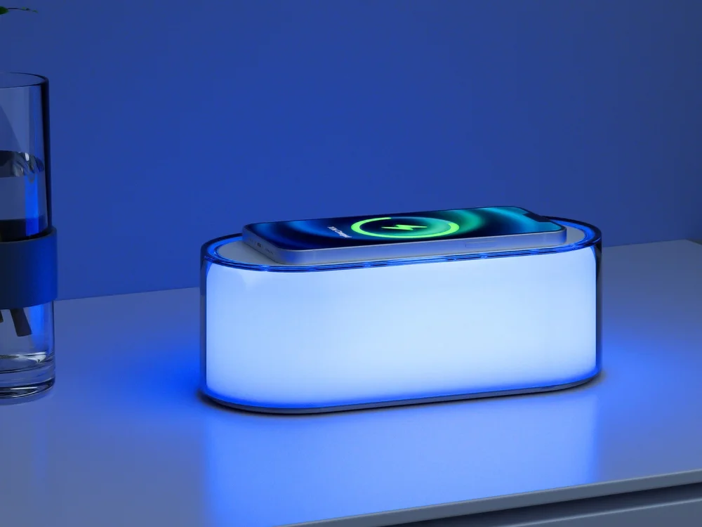 Ночник с беспроводной зарядкой и RGB подсветкой Miracle 15 Вт белый - фото 9