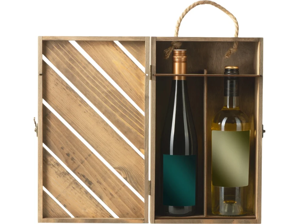 Коробка подарочная из массива дерева Two-bottle box натуральный - фото 7