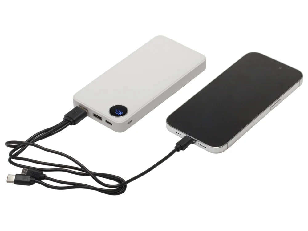 Внешний аккумулятор Mild soft-touch 10 000 mAh белый - фото 2