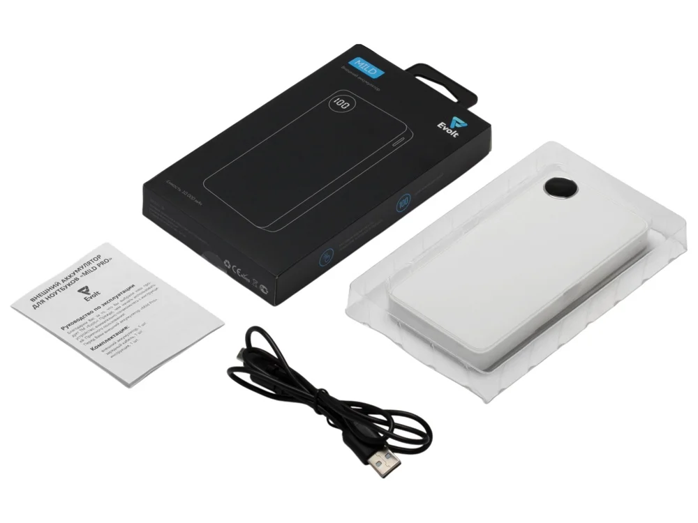 Внешний аккумулятор Mild soft-touch 10 000 mAh белый - фото 9