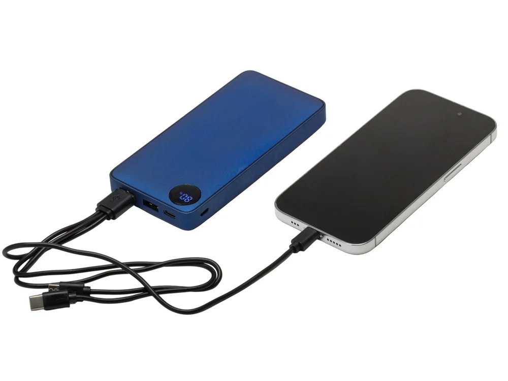 Внешний аккумулятор Mild металлик soft-touch 10 000 mAh синий - фото 2