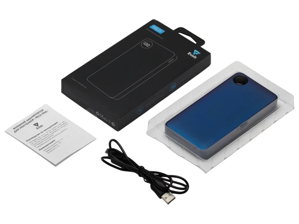 Внешний аккумулятор Mild металлик soft-touch 10 000 mAh синий - фото 8