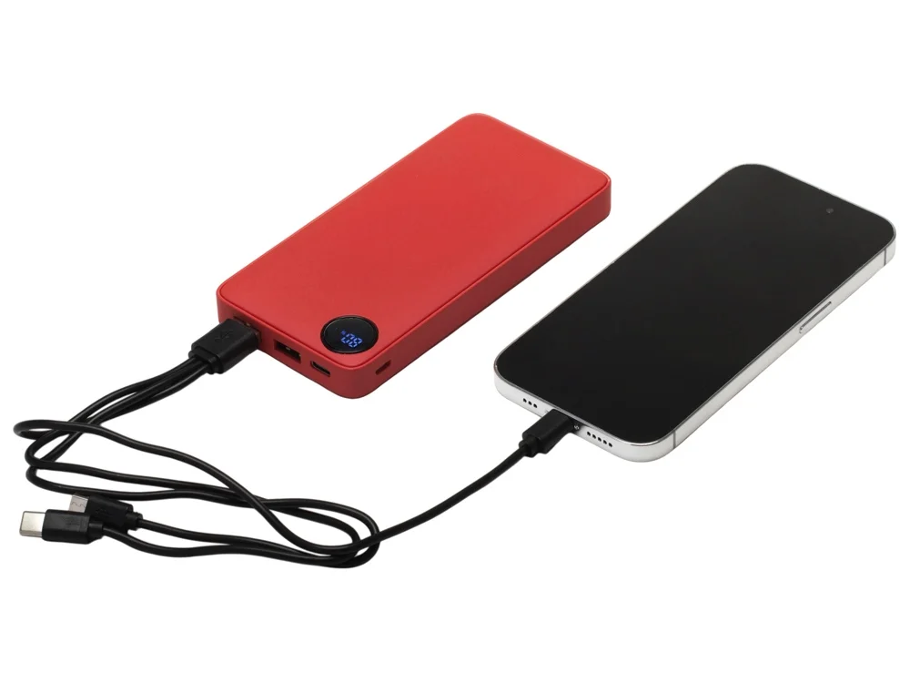 Внешний аккумулятор Mild металлик soft-touch 10 000 mAh красный - фото 2