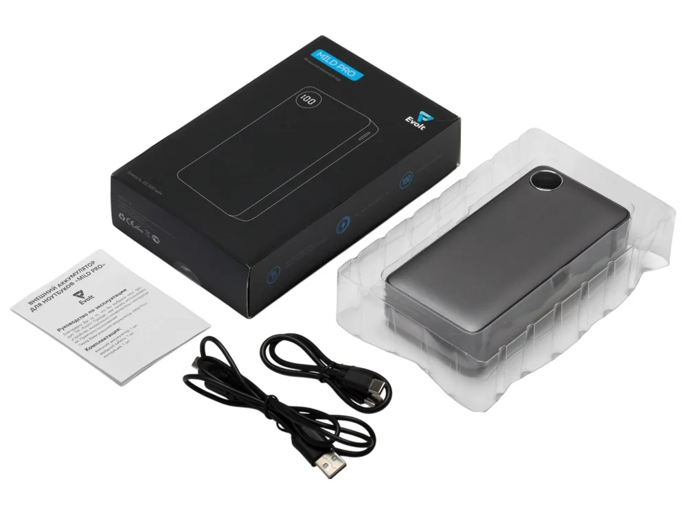 Внешний аккумулятор Mild Pro c быстрой зарядкой QC/PD металлик soft-touch 20 000 mAh серый - фото 8
