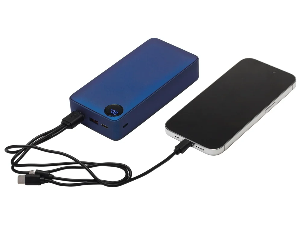 Внешний аккумулятор Mild Pro c быстрой зарядкой QC/PD металлик soft-touch 20 000 mAh синий - фото 2