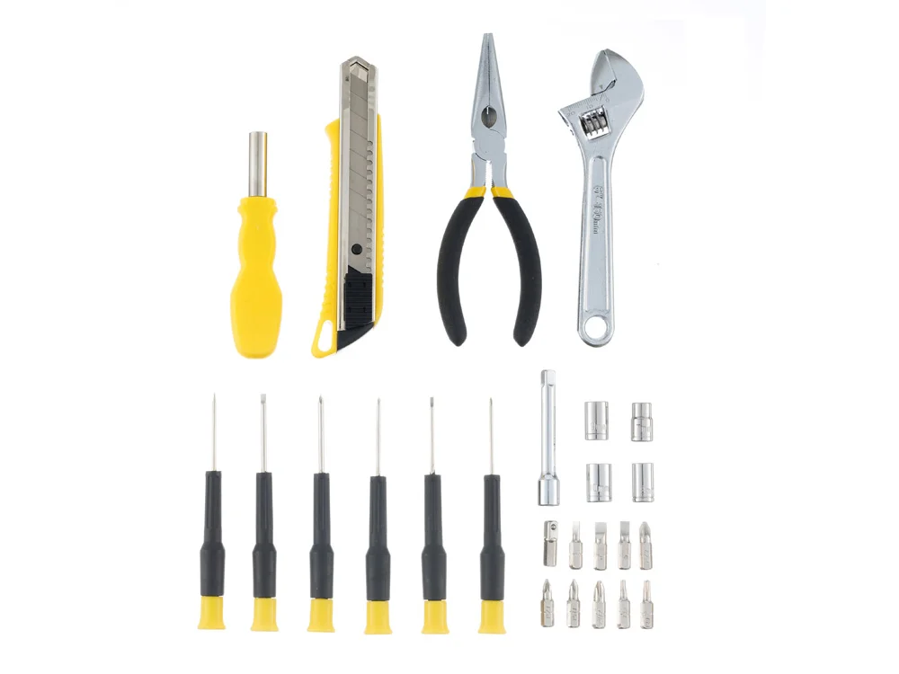 Набор инструментов 25 предметов серый желтый черный - фото 3