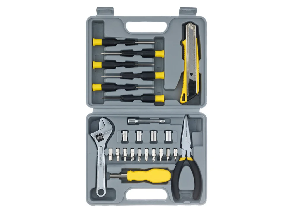 Набор инструментов 25 предметов серый желтый черный - фото 5