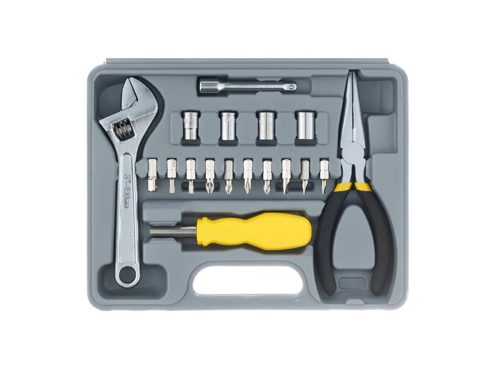 Набор инструментов 25 предметов серый желтый черный - фото 6