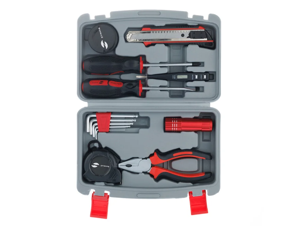 Набор инструментов, 13 предметов, серый, красный, черный - фото 2
