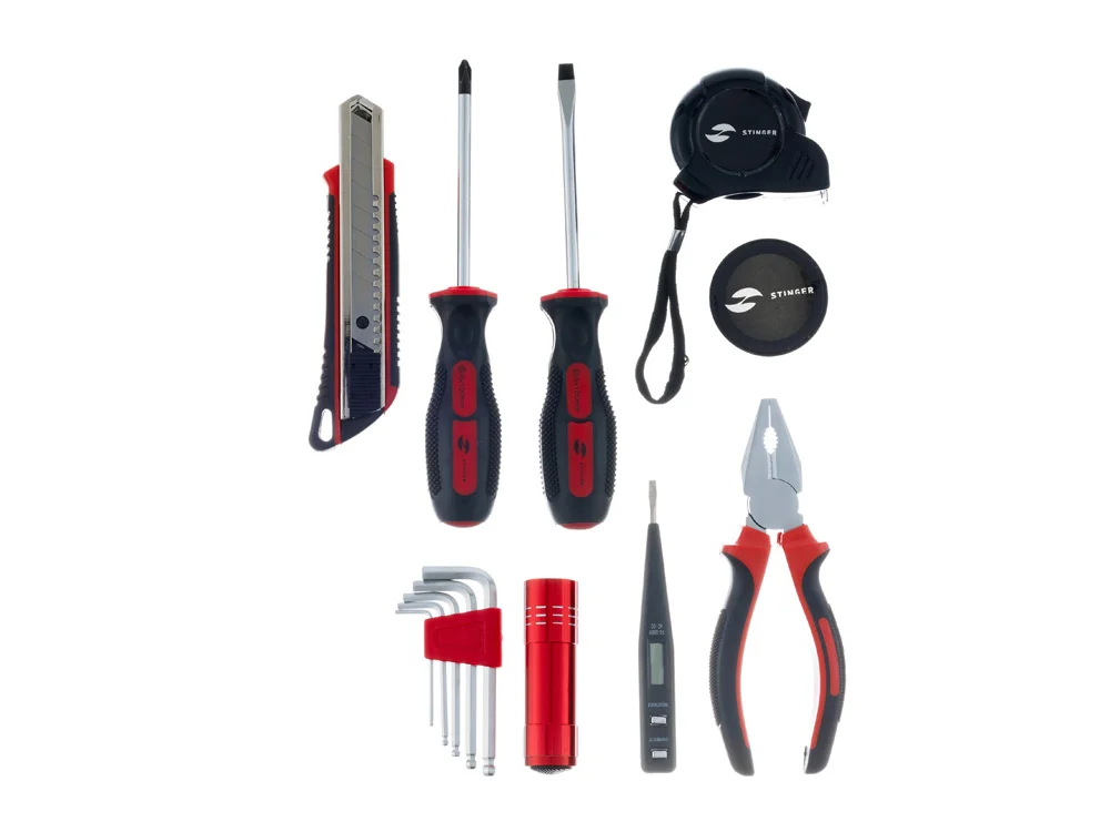 Набор инструментов, 13 предметов, серый, красный, черный - фото 7