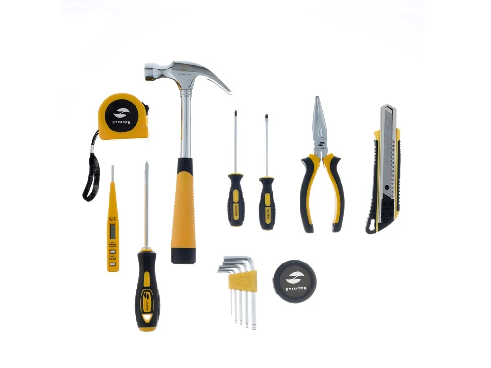 Набор инструментов, 15 предметов, синий, желтый, черный - фото 2