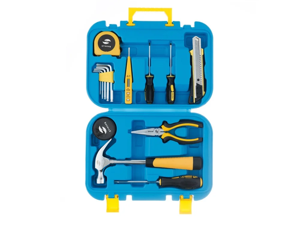 Набор инструментов, 15 предметов, синий, желтый, черный - фото 6