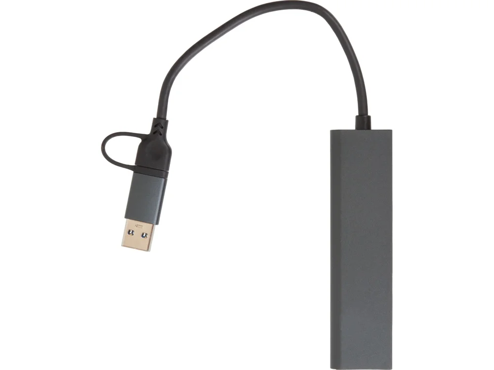 USB-хаб Command с коннектором 2-в-1 USB-C и USB-A 2.0/3.0 черный - фото 3