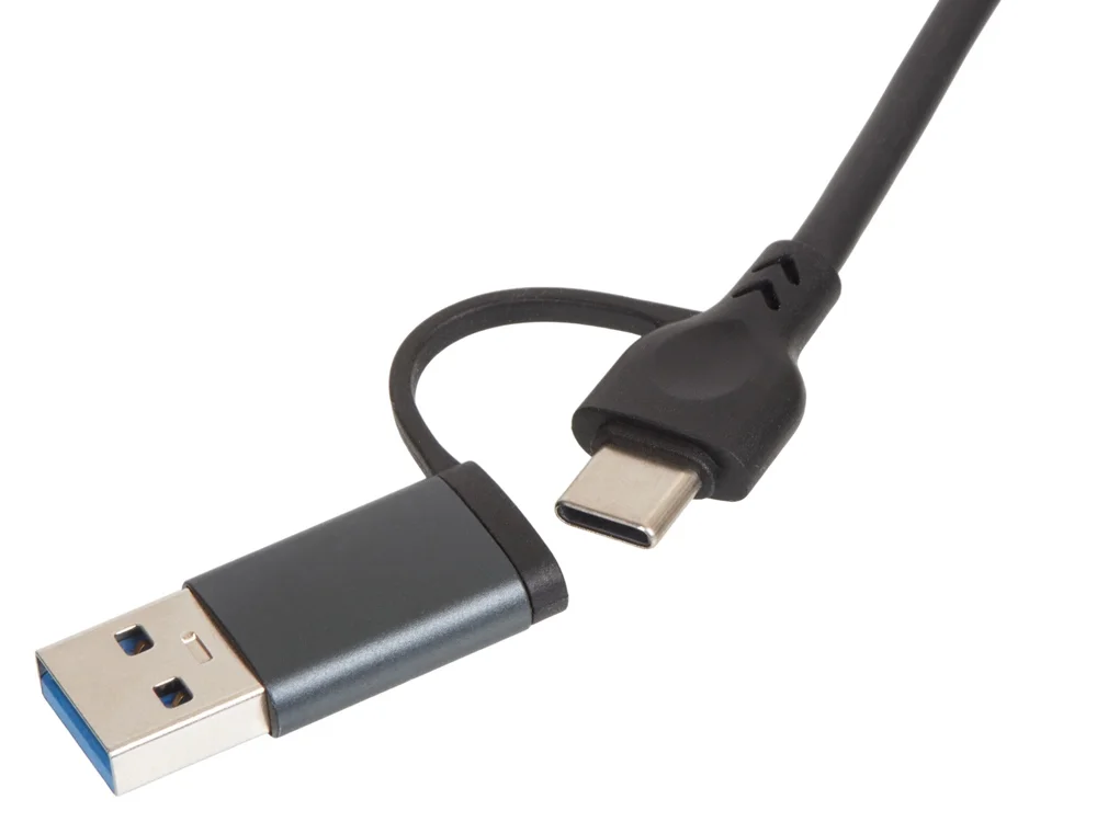 USB-хаб Command с коннектором 2-в-1 USB-C и USB-A 2.0/3.0 черный - фото 5