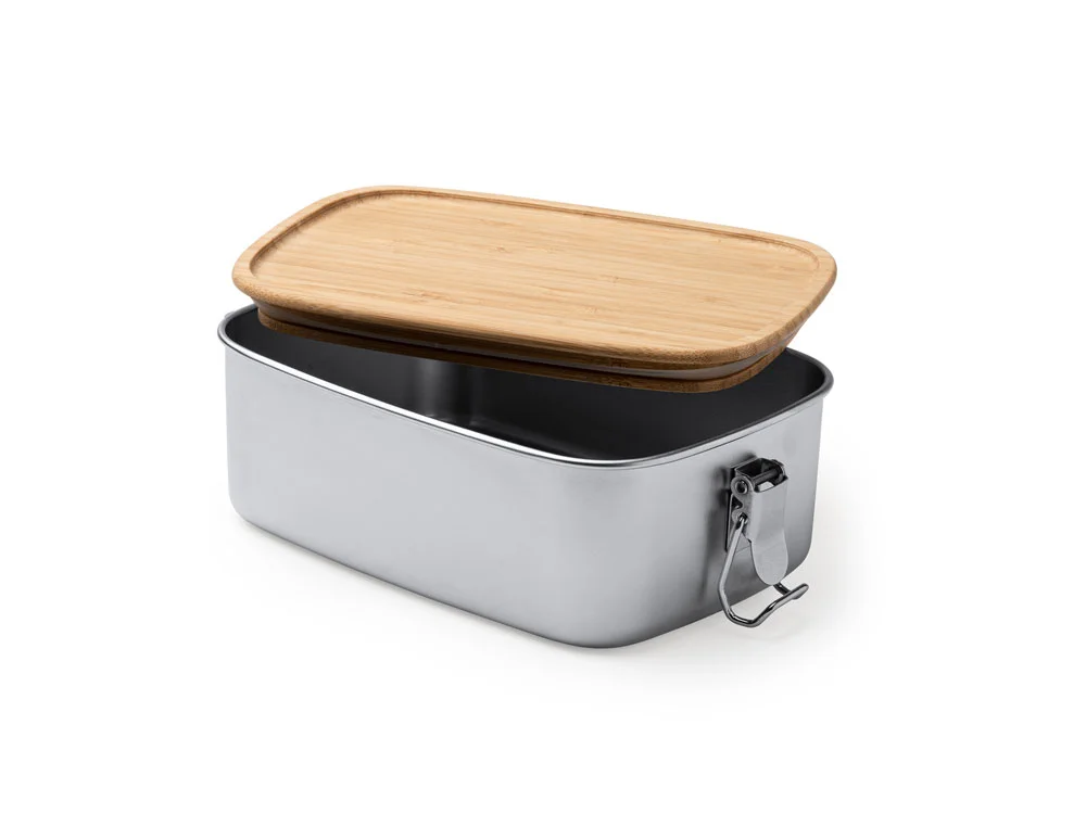 Ланч-бокс DAIKON из нержавеющей стали с бамбуковой крышкой, серебристый/бежевый, 1000 мл - фото 2