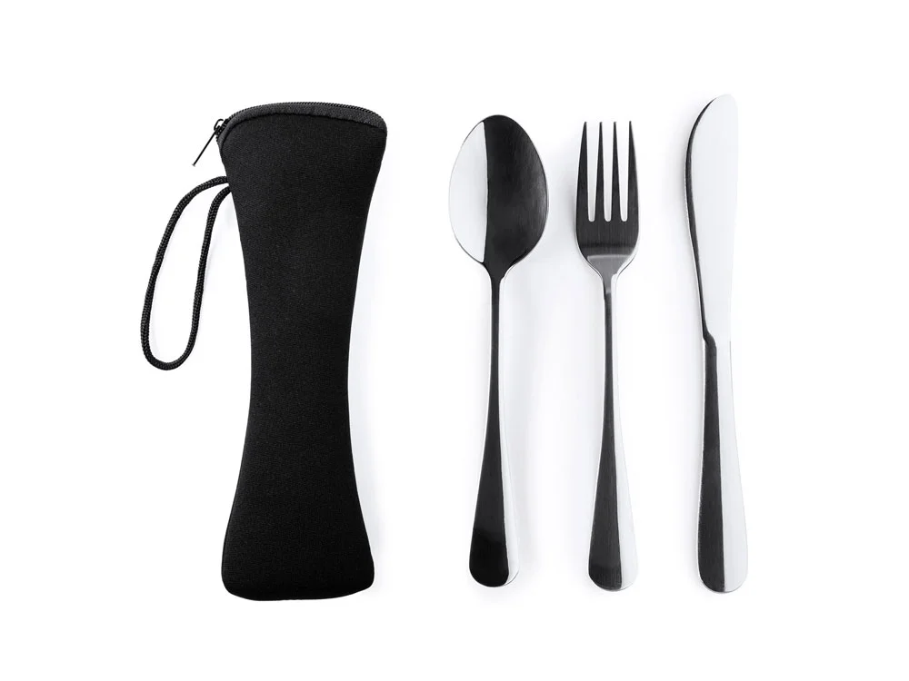 Набор столовых приборов BELVER, серебристый, черный - фото 4