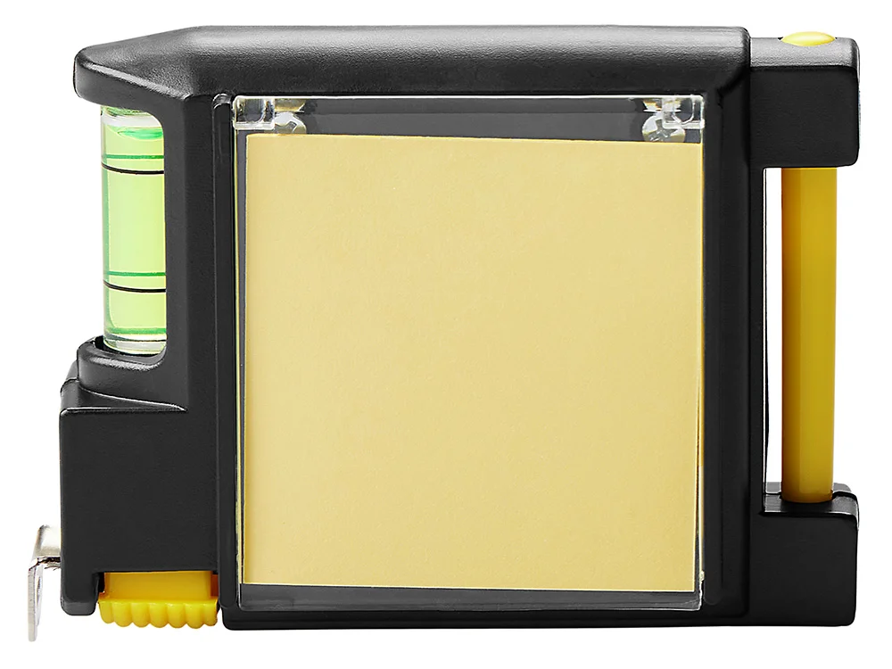 Рулетка на 2 м с уровнем и блоком для записей «Nerd», черный, желтый - фото 2