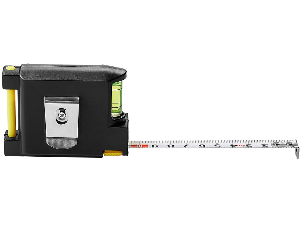 Рулетка на 2 м с уровнем и блоком для записей «Nerd», черный, желтый - фото 4