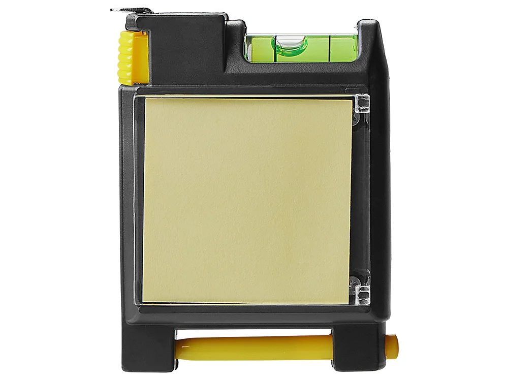 Рулетка на 2 м с уровнем и блоком для записей «Nerd», черный, желтый - фото 7