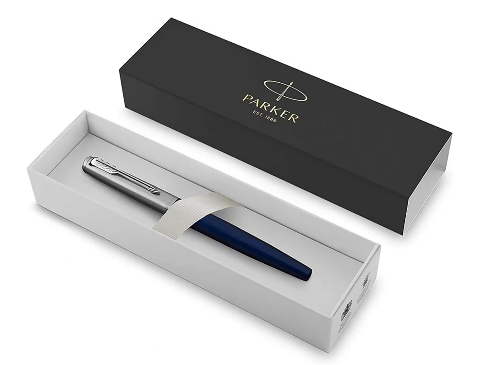 Ручка перьевая Parker Jotter Royal M темно-синий серебристый - фото 2