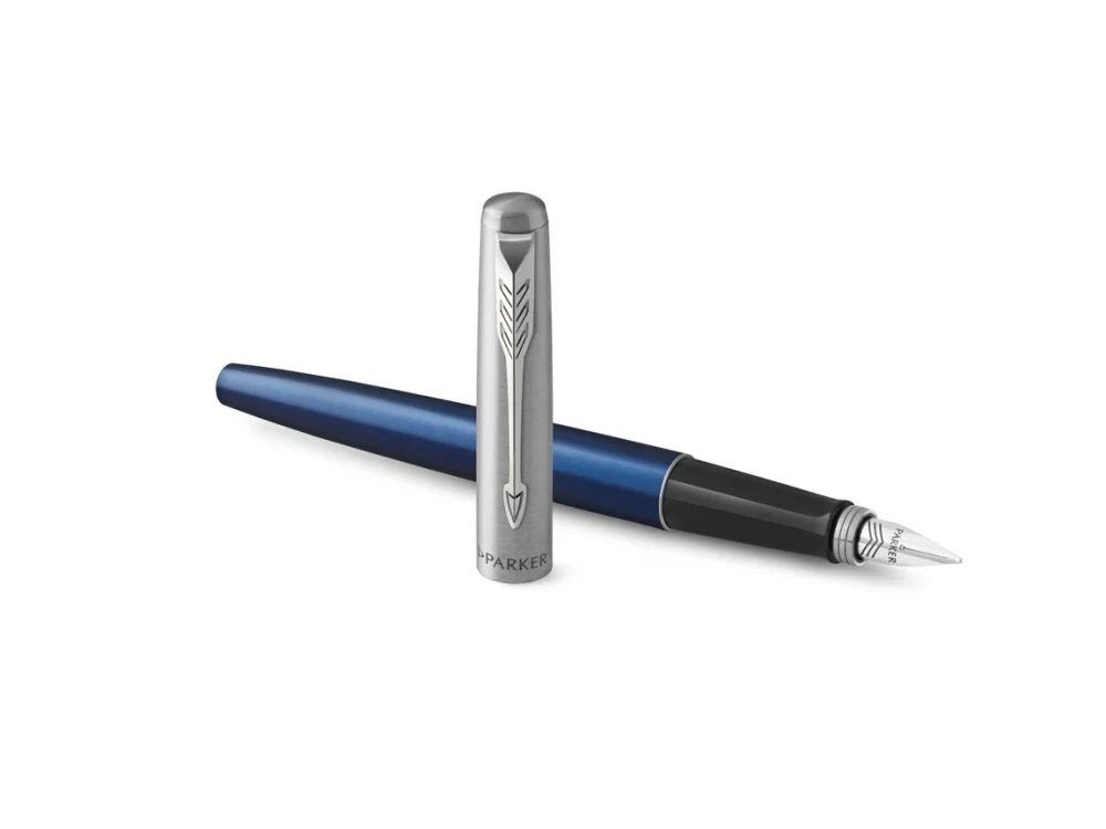 Ручка перьевая Parker Jotter Royal M темно-синий серебристый - фото 4