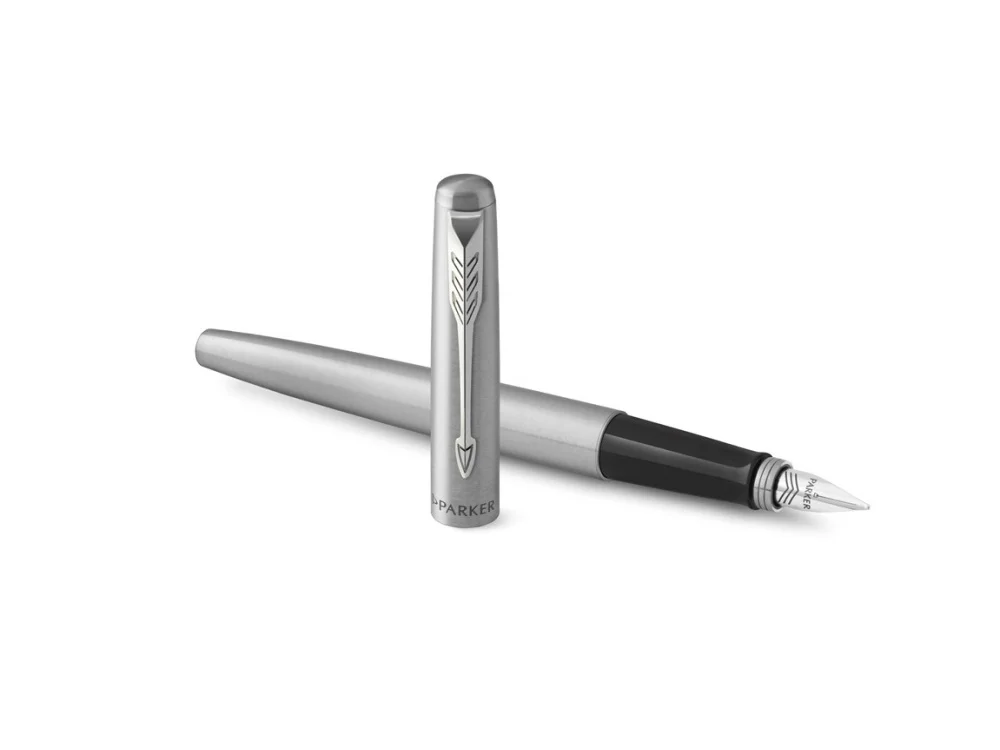 Ручка перьевая Parker Jotter Stainless M серебристый черный - фото 4