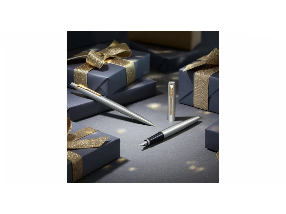 Ручка перьевая Parker Jotter Stainless M серебристый черный - фото 7