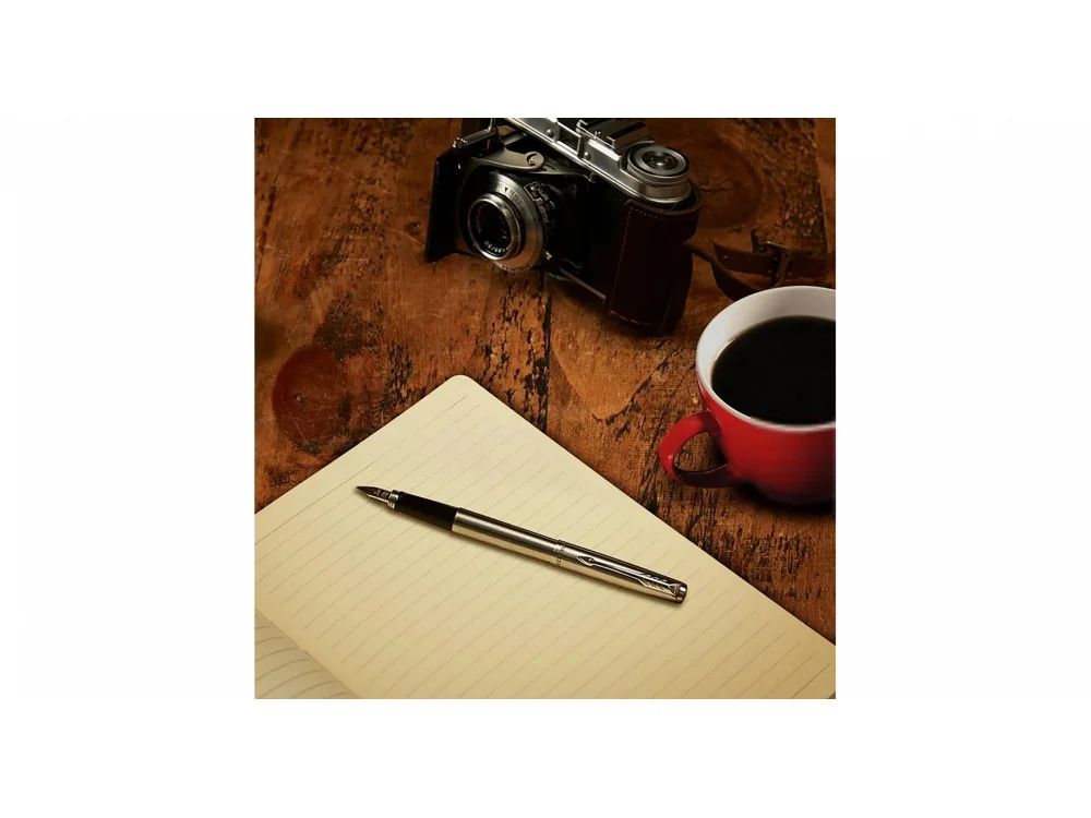 Ручка перьевая Parker Jotter Stainless M серебристый черный - фото 8