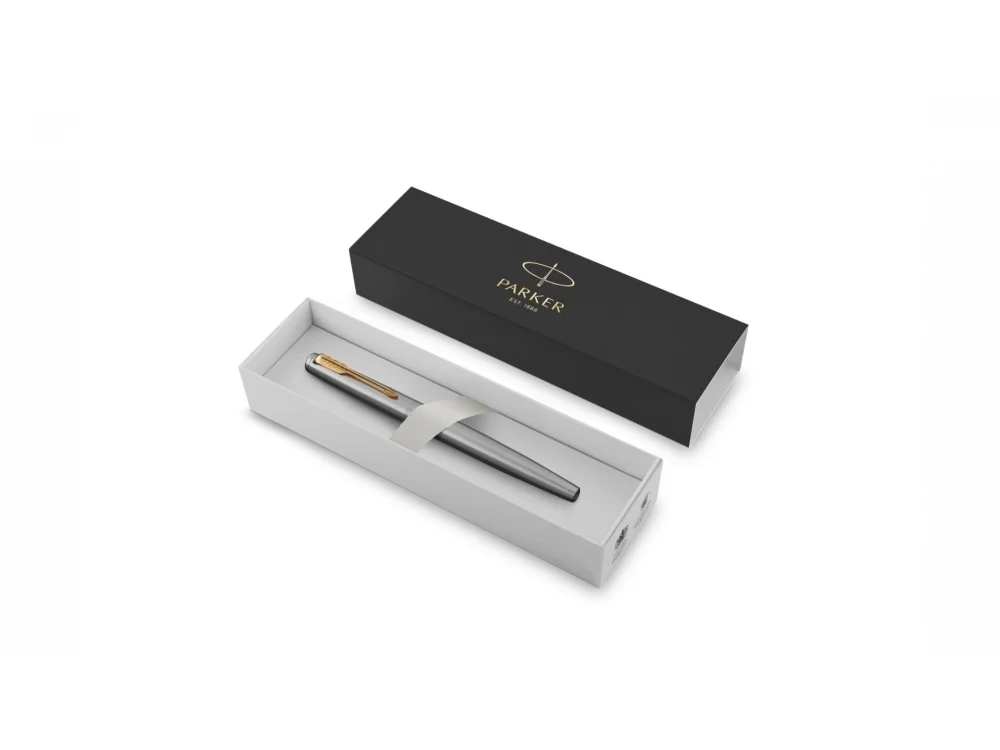 Ручка перьевая Parker Jotter Stainless M серебристый золотистый черный - фото 2