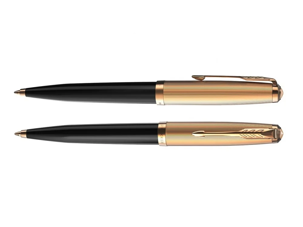 Ручка шариковая Parker 51 Deluxe черный золотистый - фото 3