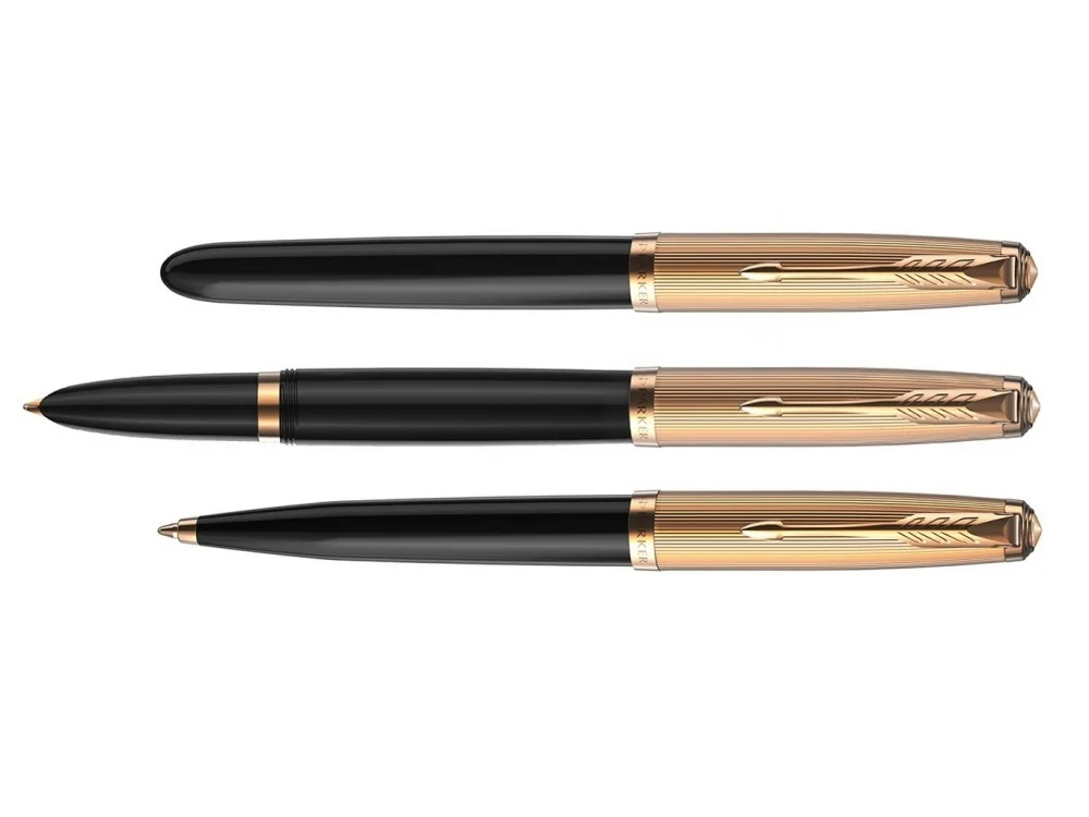 Ручка шариковая Parker 51 Deluxe черный золотистый - фото 7