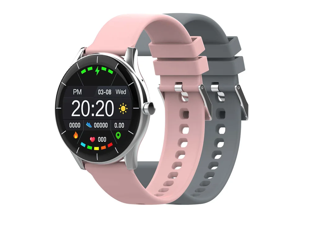 Умные часы IoT Watch GT 2 ремешка в комплекте серый розовый - фото 5