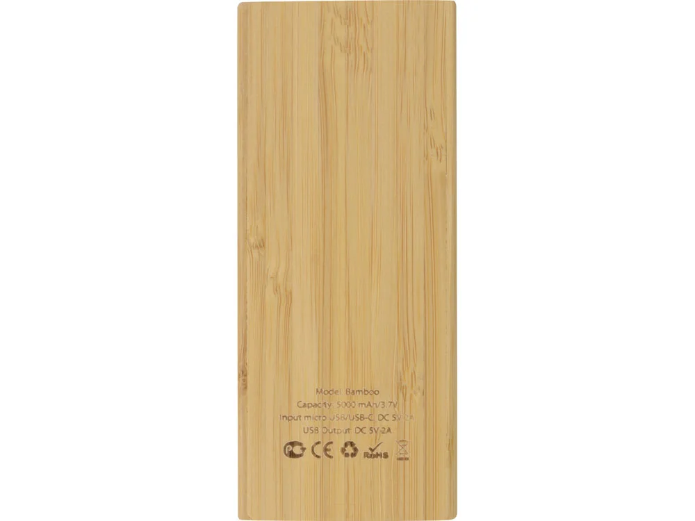 Внешний аккумулятор из бамбука Bamboo 5000 mAh натуральный - фото 4