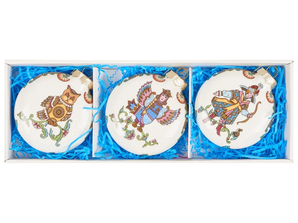 Набор новогодних игрушек 3 шт белый разноцветный - фото 4