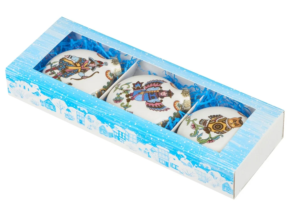 Набор новогодних игрушек 3 шт белый разноцветный - фото 5