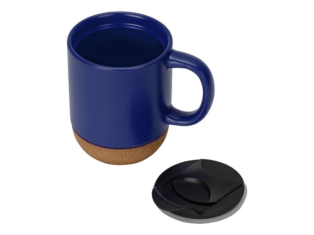 Кружка с пробковым дном и крышкой Denpasar синий матовый 400 мл - фото 4