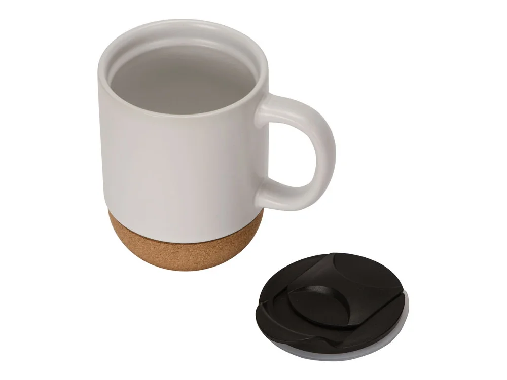 Кружка с пробковым дном и крышкой Denpasar белый матовый 400 мл - фото 4